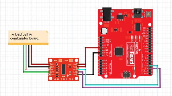HX711 and load cell connection diagram